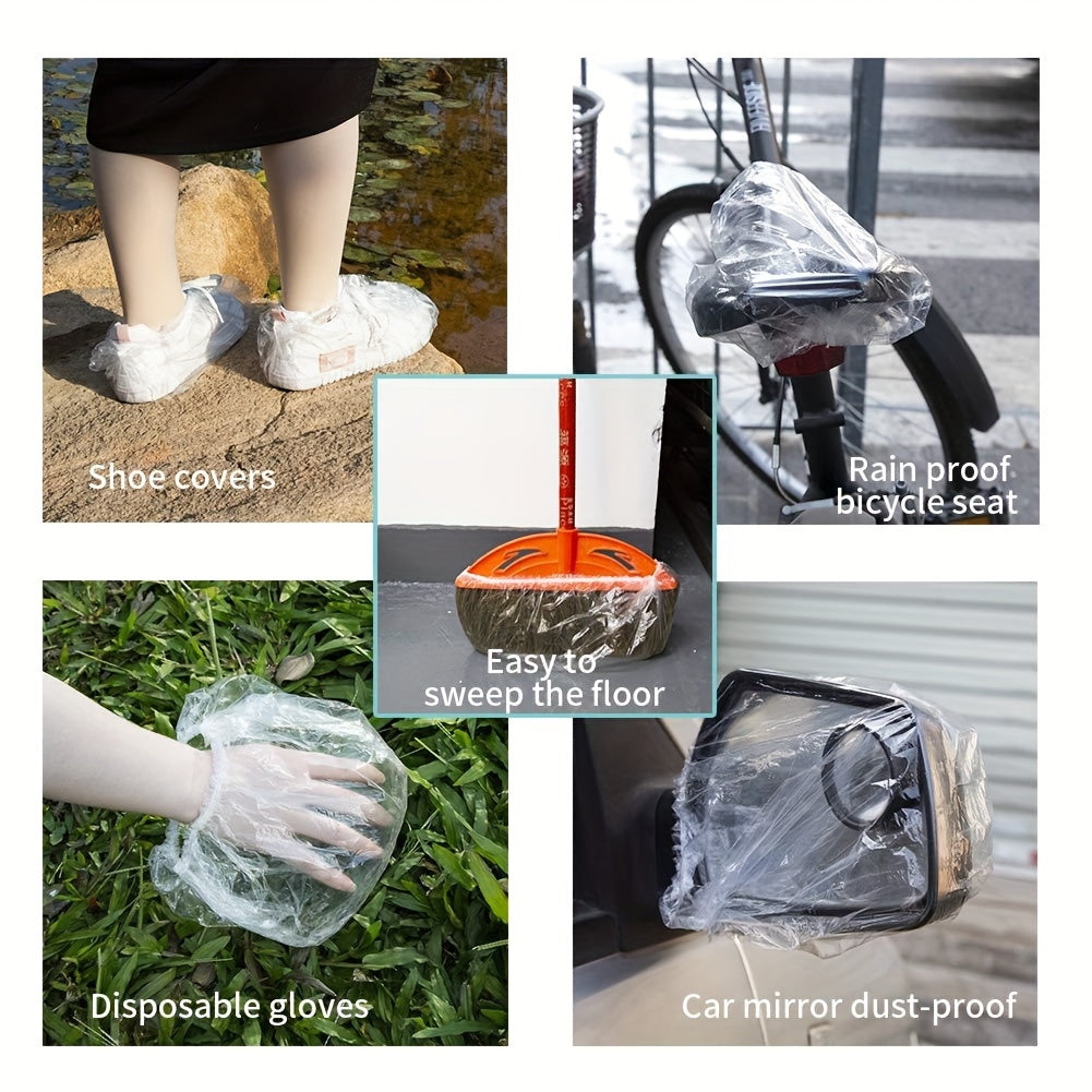 100Pcs Clear Plastic Shower Caps Waterproof Bath Caps Travel Hair Care