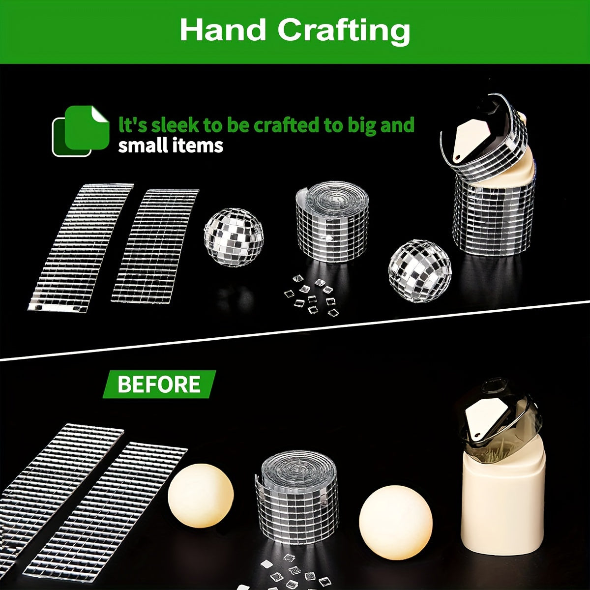 Turli hunarlarni, masalan, vaza, piyola va foto ramkalar uchun ichki va tashqi bezatish uchun oynali mozaika plitalari.