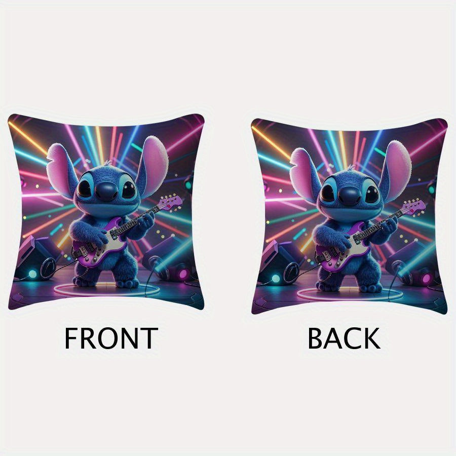Set of 2 Disney Stitch Guitarist Pillow Covers 45.72 cm Square for Sofa Living Room Outdoor