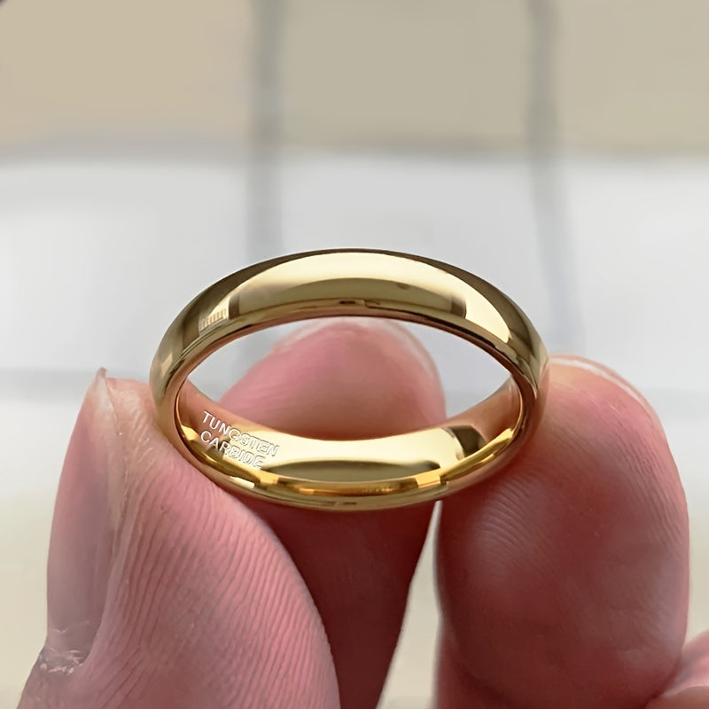 18k Gold-Plated Tungsten Steel Ring 4mm Wedding Engagement Jewelry