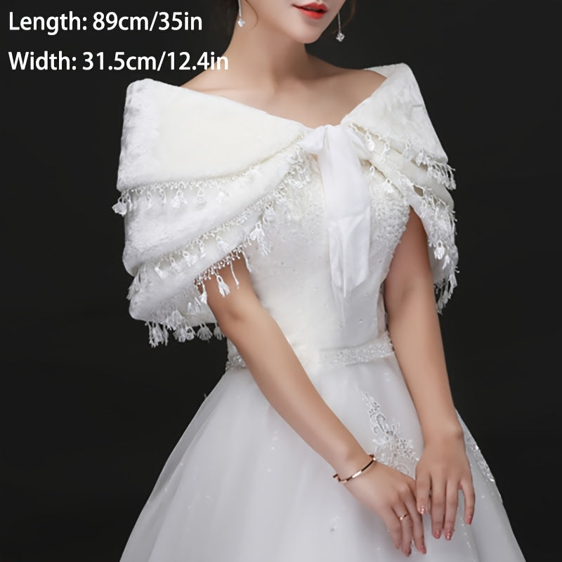 Luxury Three-Layer Tassel Bridal Shawl for Autumn Winter Weddings