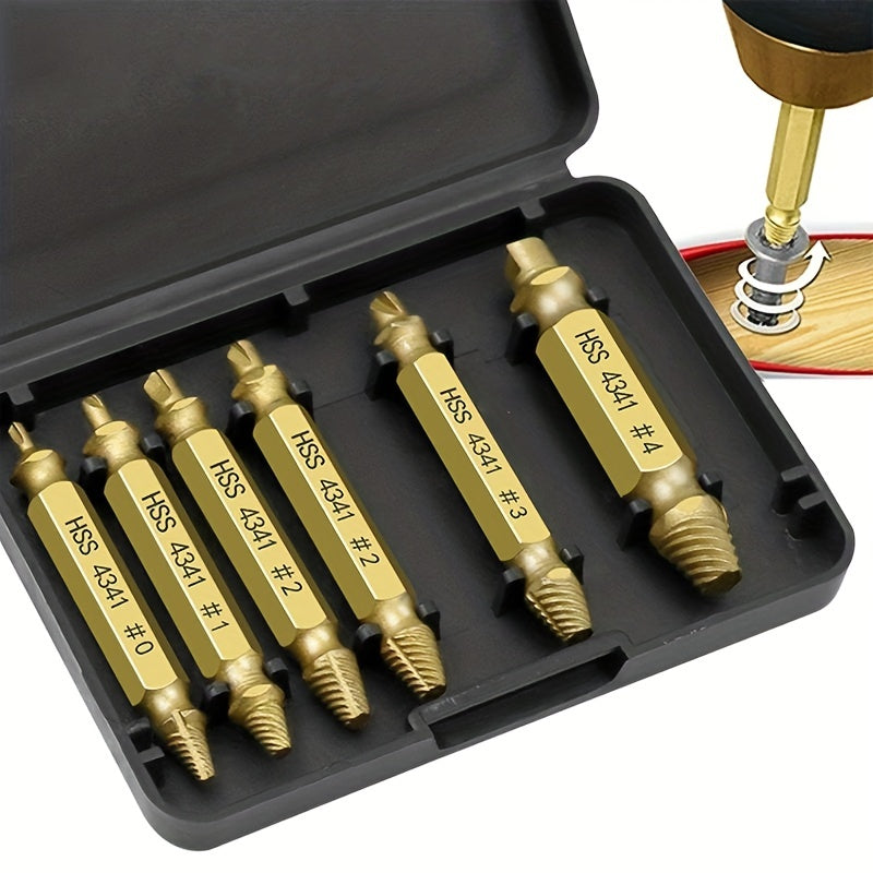 6PCS Damaged Screw Extractor Set for Broken Stripped Screw Removal