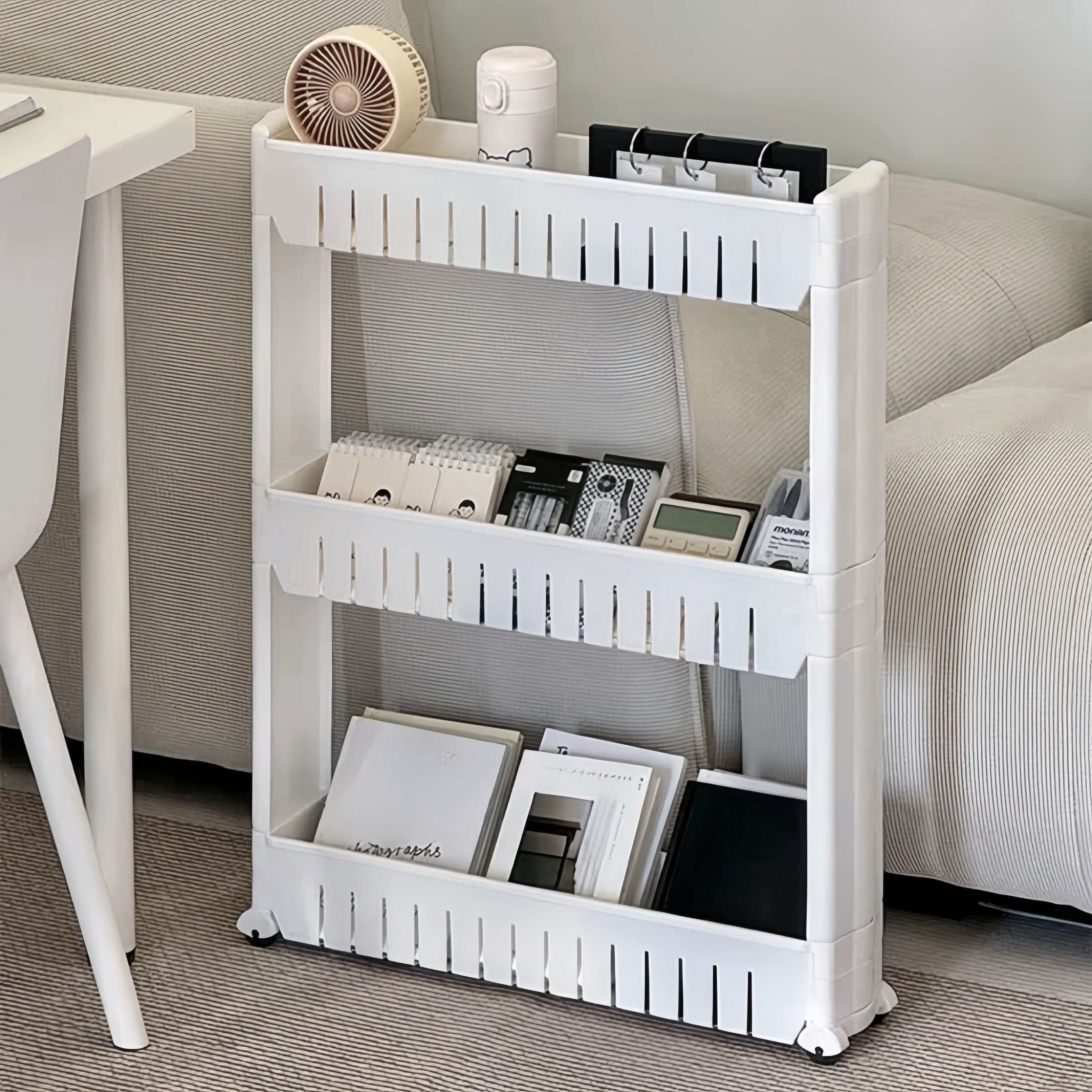 3-Layer Super Narrow Refrigerator Edge Gap Organizer Cabinet for Kitchen Bathroom Storage