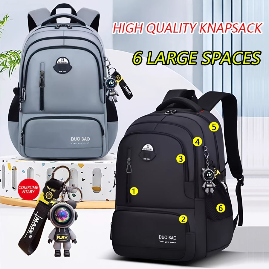 Unisex Waterproof Casual Backpack with Laptop Compartment and Keychain Black