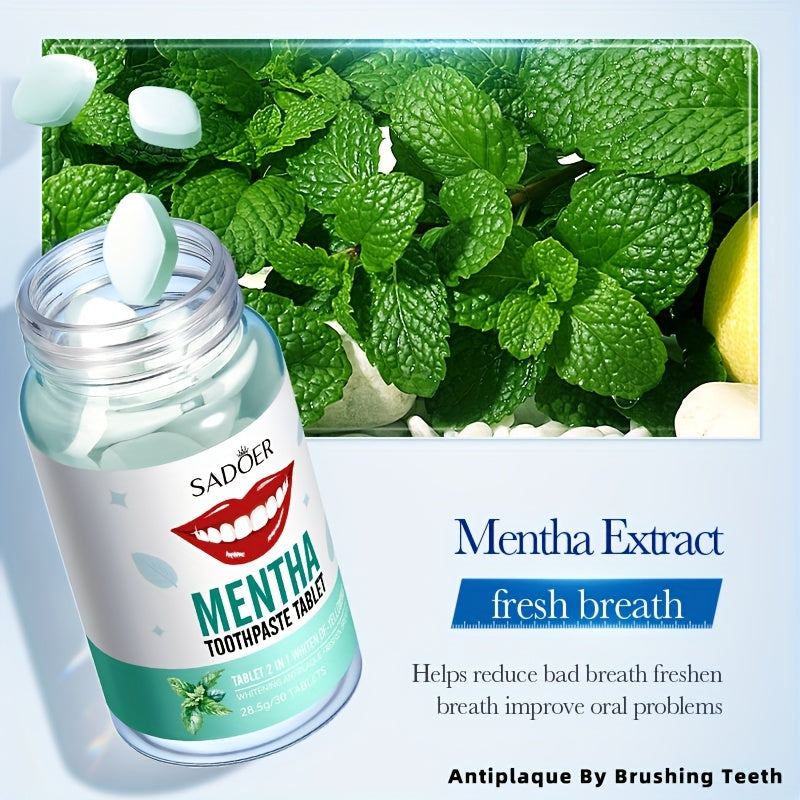 Uniseks çeynash mumkin bo‘lgan tish pastasi tabletkalari portativ yangi nafas chuqur tozalash