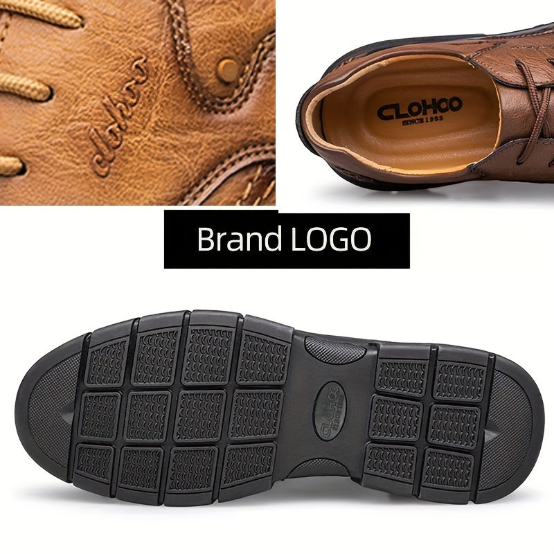 Men's Handmade Shoes Leather Casual Business Loafers with Rubber Soles