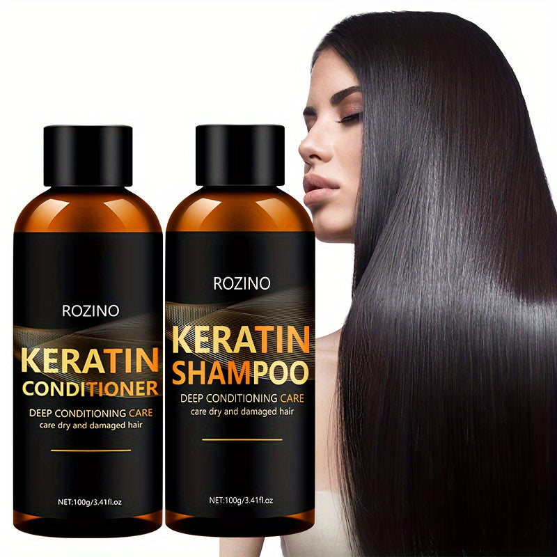 Unisex Dry Hair Keratin Shampoo and Conditioner Set Glycerin Enriched Hydrating Silky Finish