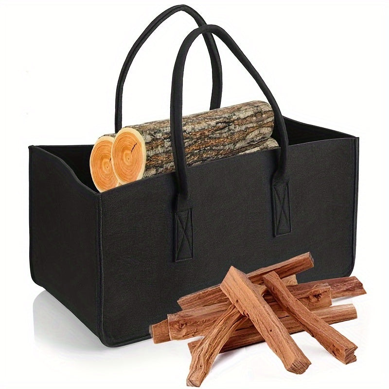 Sturdy Firewood Tote Bag with Black Handles, Spacious, Indoor and Outdoor Use