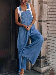 Women's Wide-Leg Jumpsuit with Adjustable Shoulder Straps