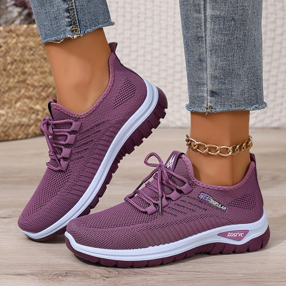 Women's White Plus Size Casual Sneakers Breathable Fabric Comfort Lace-Up