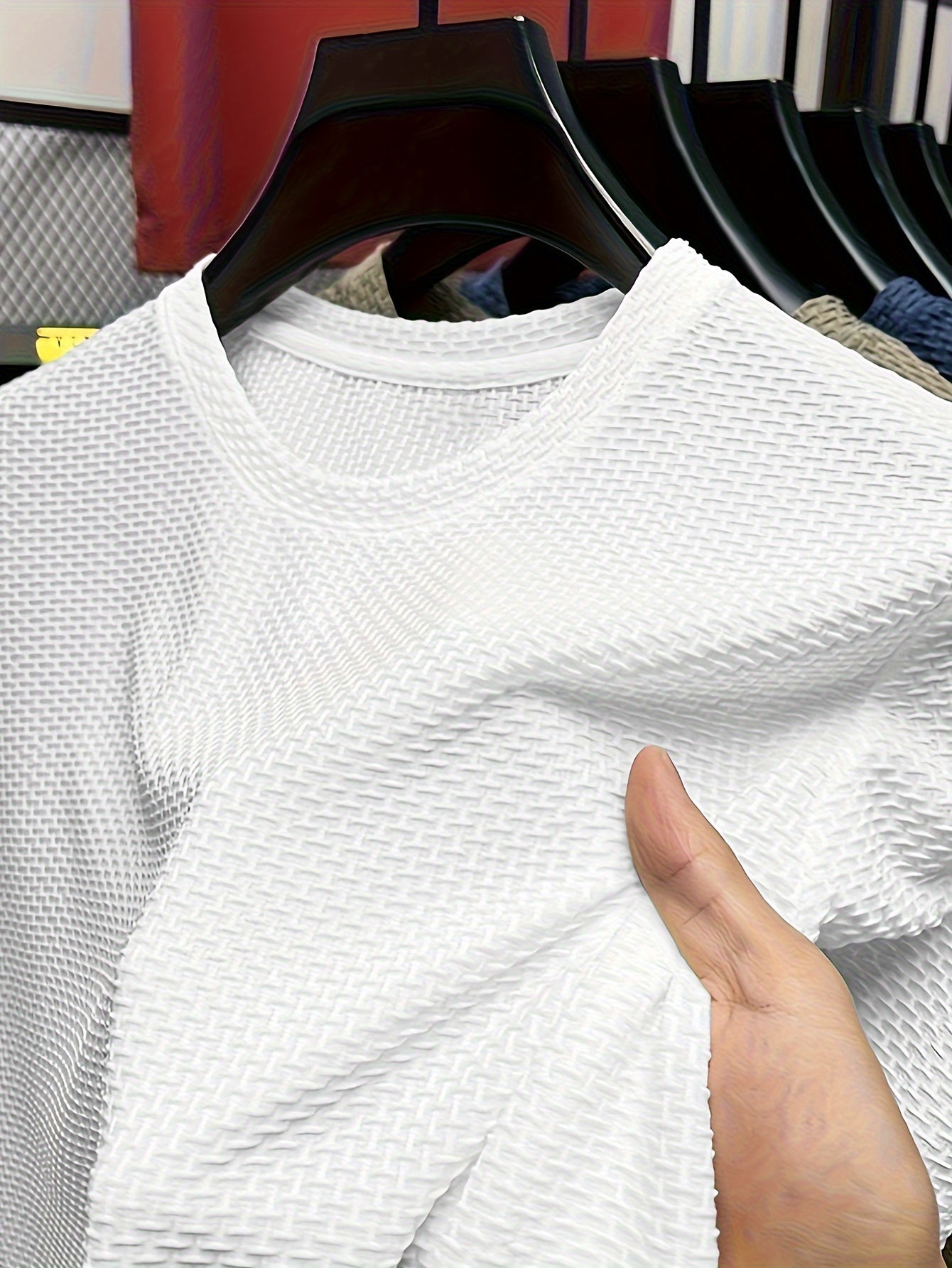 Men's Solid Color Nylon Crew Neck T-Shirt for Summer Casual Regular Fit