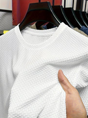 Camiseta de manga larga de nylon de color sólido para hombre, para verano, estilo casual, ajuste regular