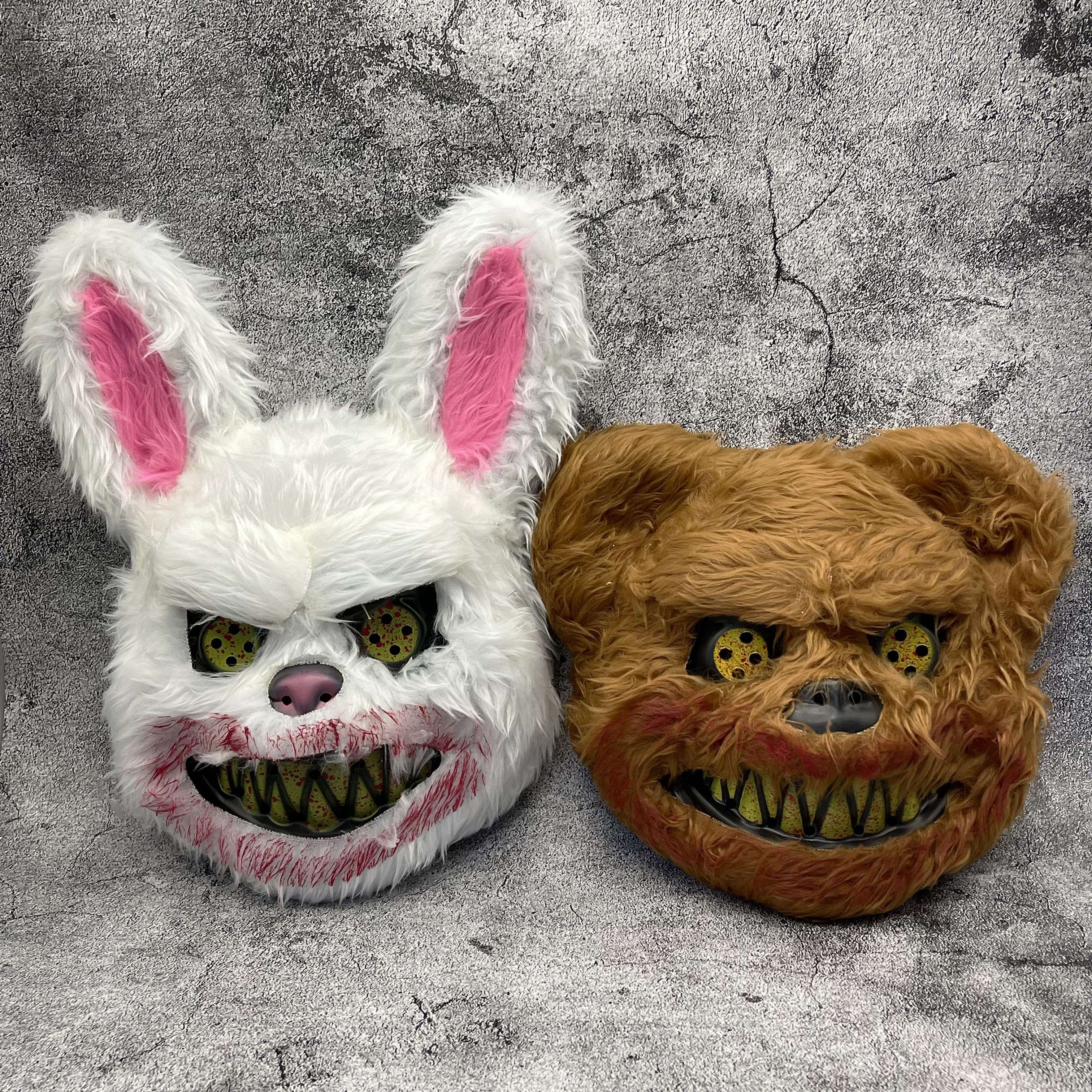 Halloween Costume Masks for Kids Bunny and Bear Horror Masks with Sturdy PP Material