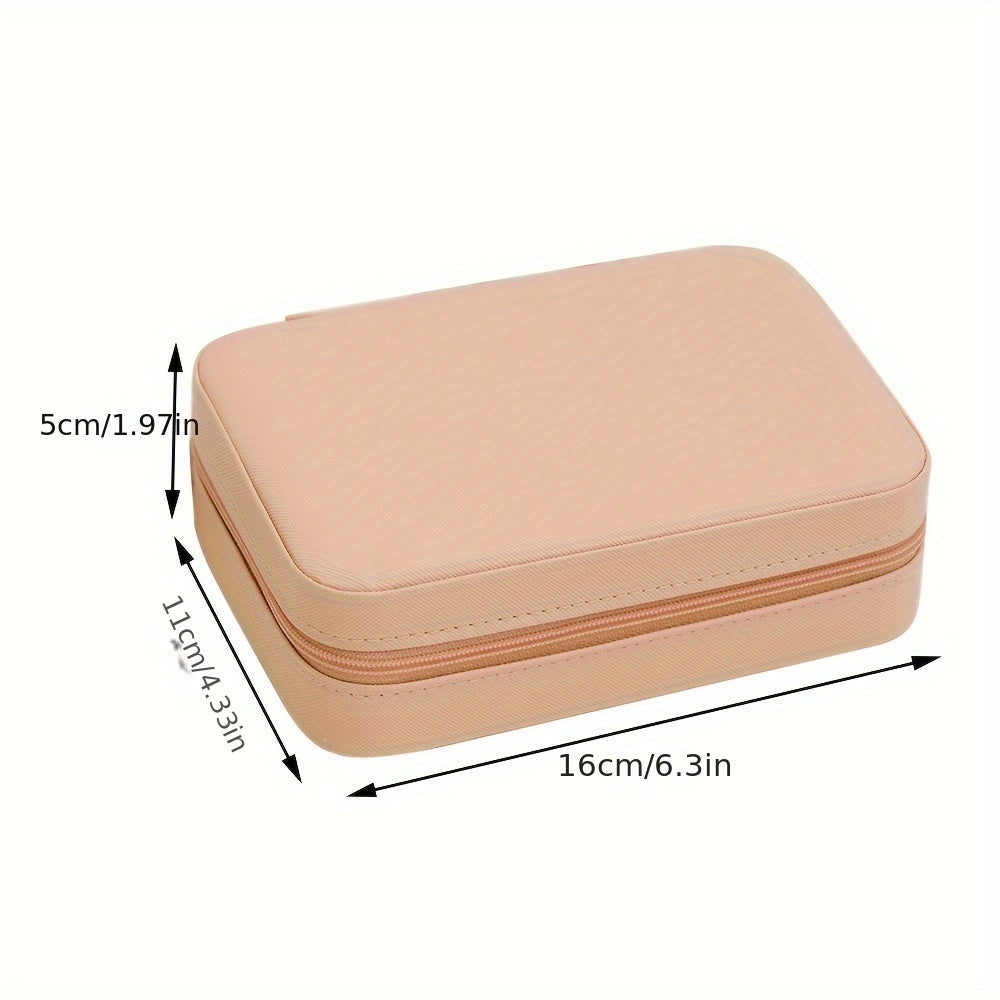 Kalit bilan qulflanadigan sun'iy charmli zargarlik qutisi, qulay saqlash joyi uchun marjon, uzuk va taqinchoqlar