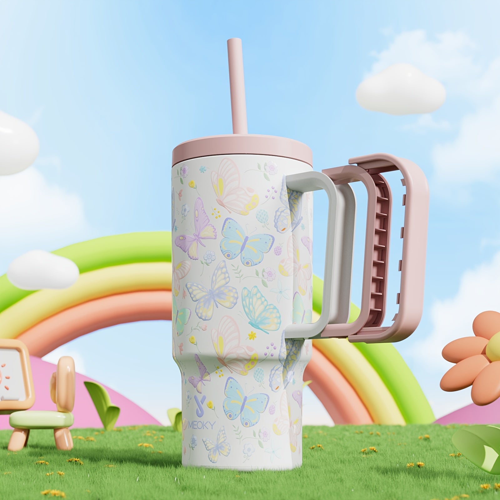 Vaso de acero inoxidable de 24oz con tapa y pajilla, a prueba de fugas, libre de BPA, para viajes y uso al aire libre