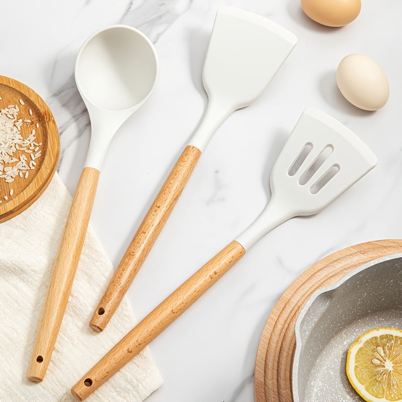 Silicone Spatula with Wooden Handle for Non-Stick Cooking and High Temperatures