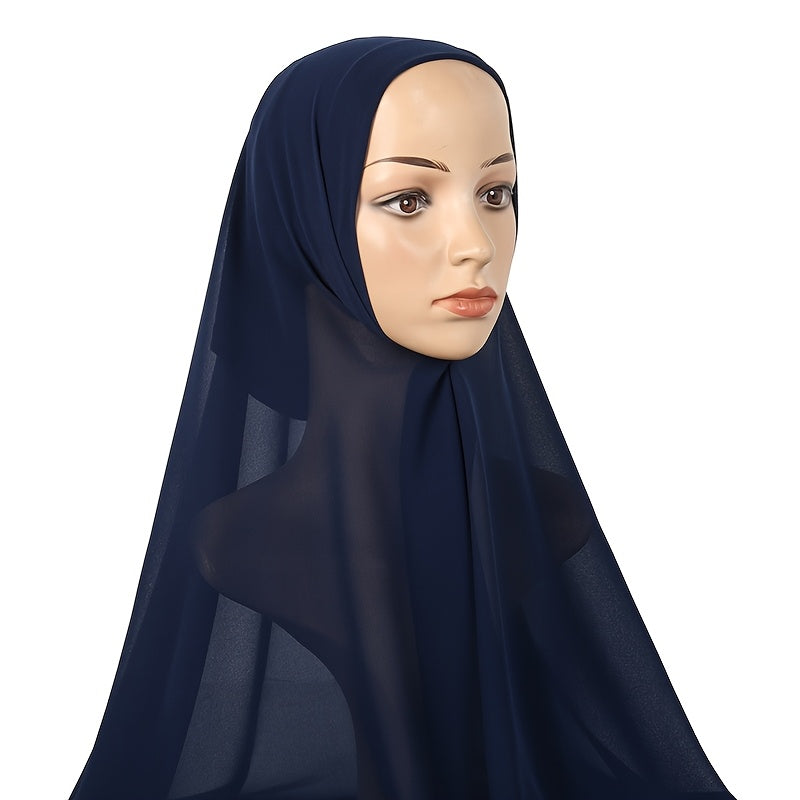 Women's Chiffon Instant Hijab with Built-in Undercap Windproof Sun Protection