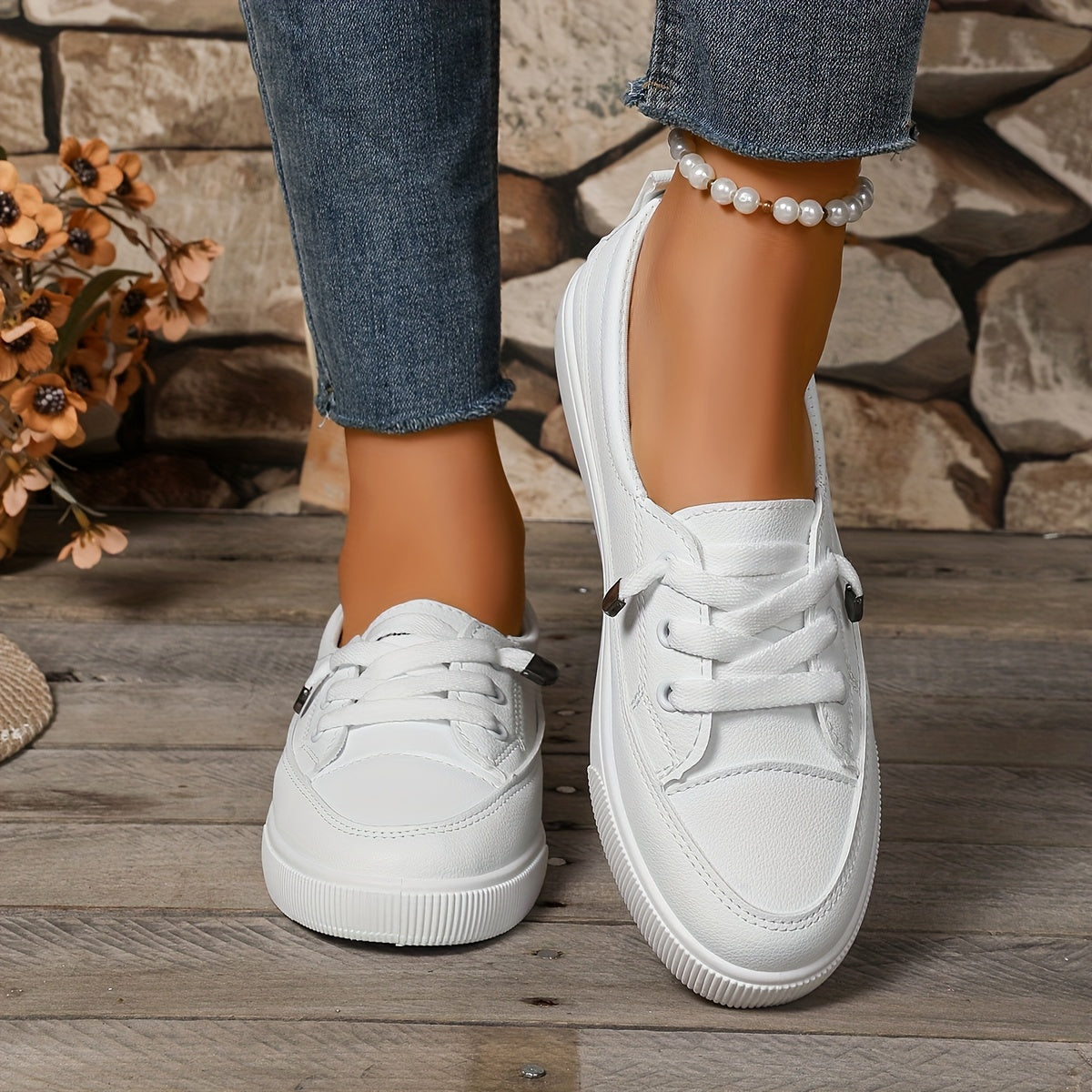 Женские белые кроссовки Мэри Джейн на противоскользящей резиновой подошве, дышащие, с перфорацией, повседневная обувь