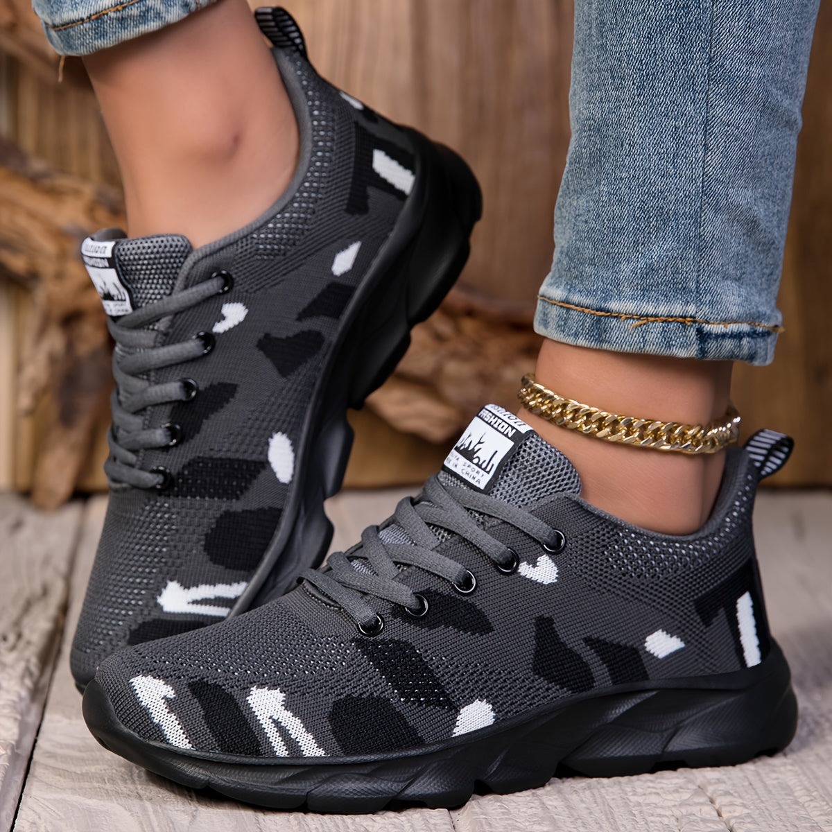 Women's Camo Mesh Sneakers Lightweight Non-Slip Running Shoes