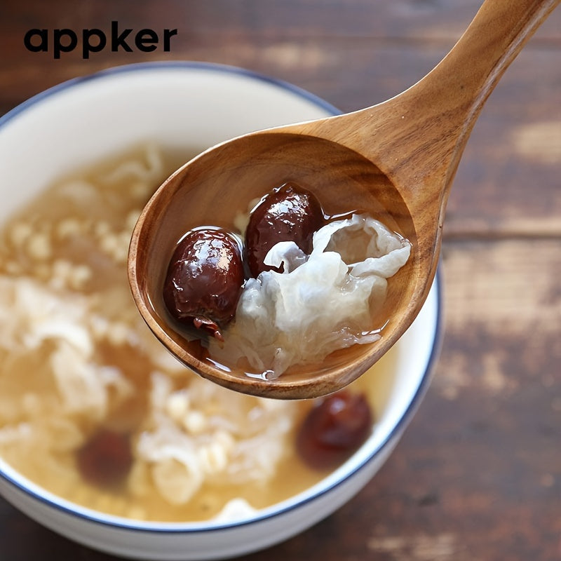 Set of 9 Acacia Wood Kitchen Utensils Including Spoons Spatulas and Noodle Fish Fryers