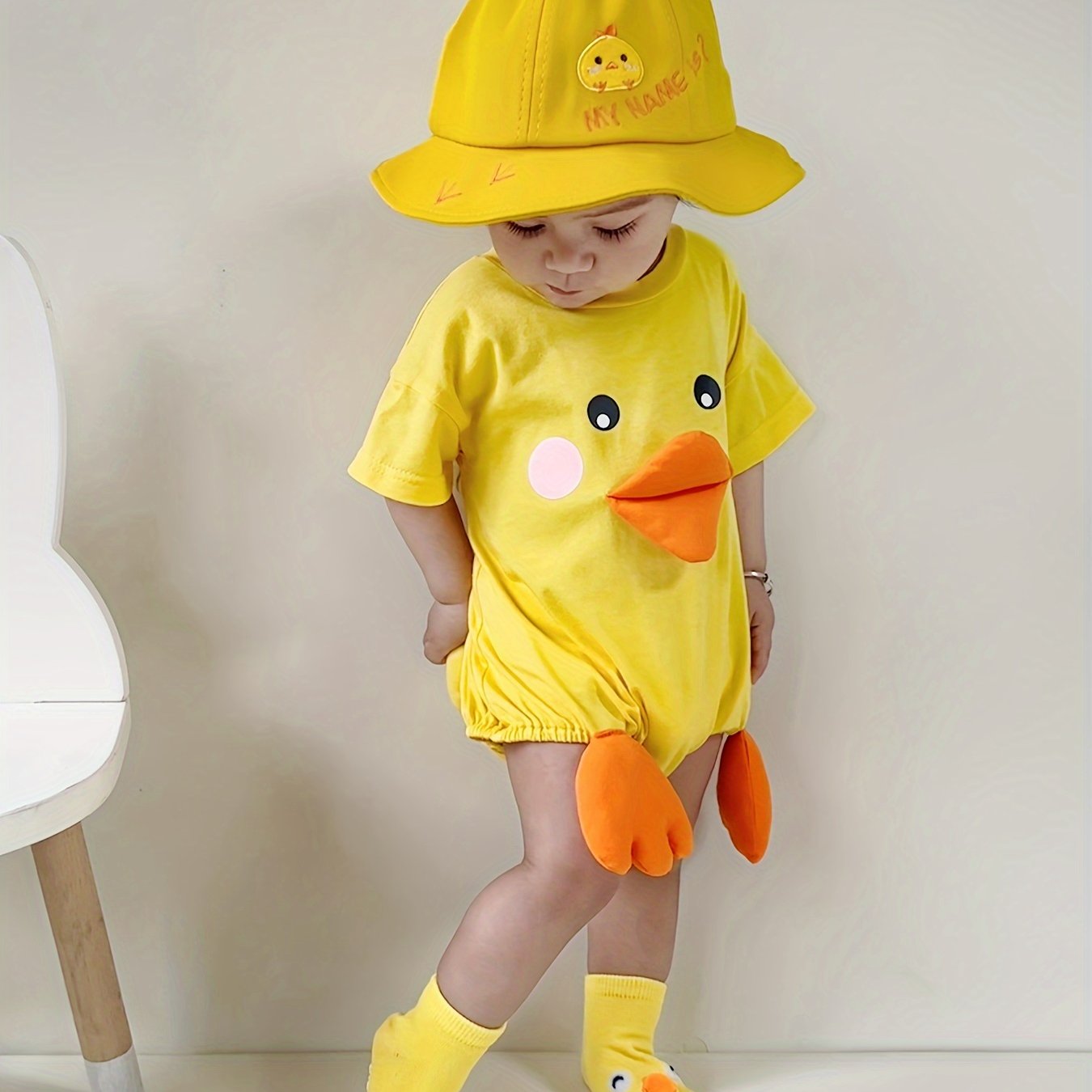 Mono de bebé niña con pollito amarillo, algodón, verano, casual, 0-3 años