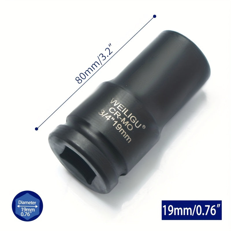 Тяжелая пневматическая головка-ключ 3/4 дюйма, средняя длина, хром-ванадий