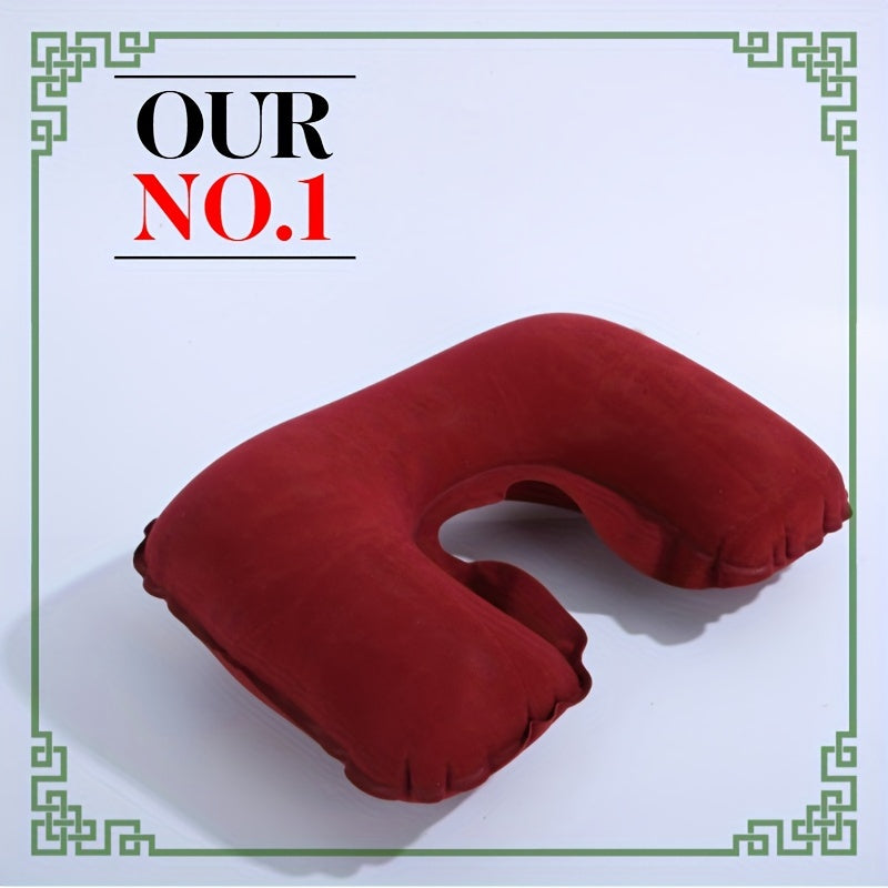 Inflatable Travel Neck Pillow U-Shaped Plush Washable Cover for Car Sleep