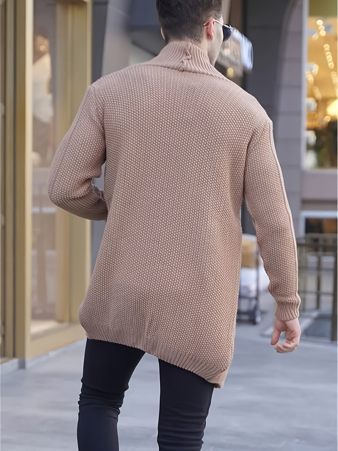 Men's Plus Size Cable Knit Cardigan Coat Long Sleeve Solid Color Fall Winter