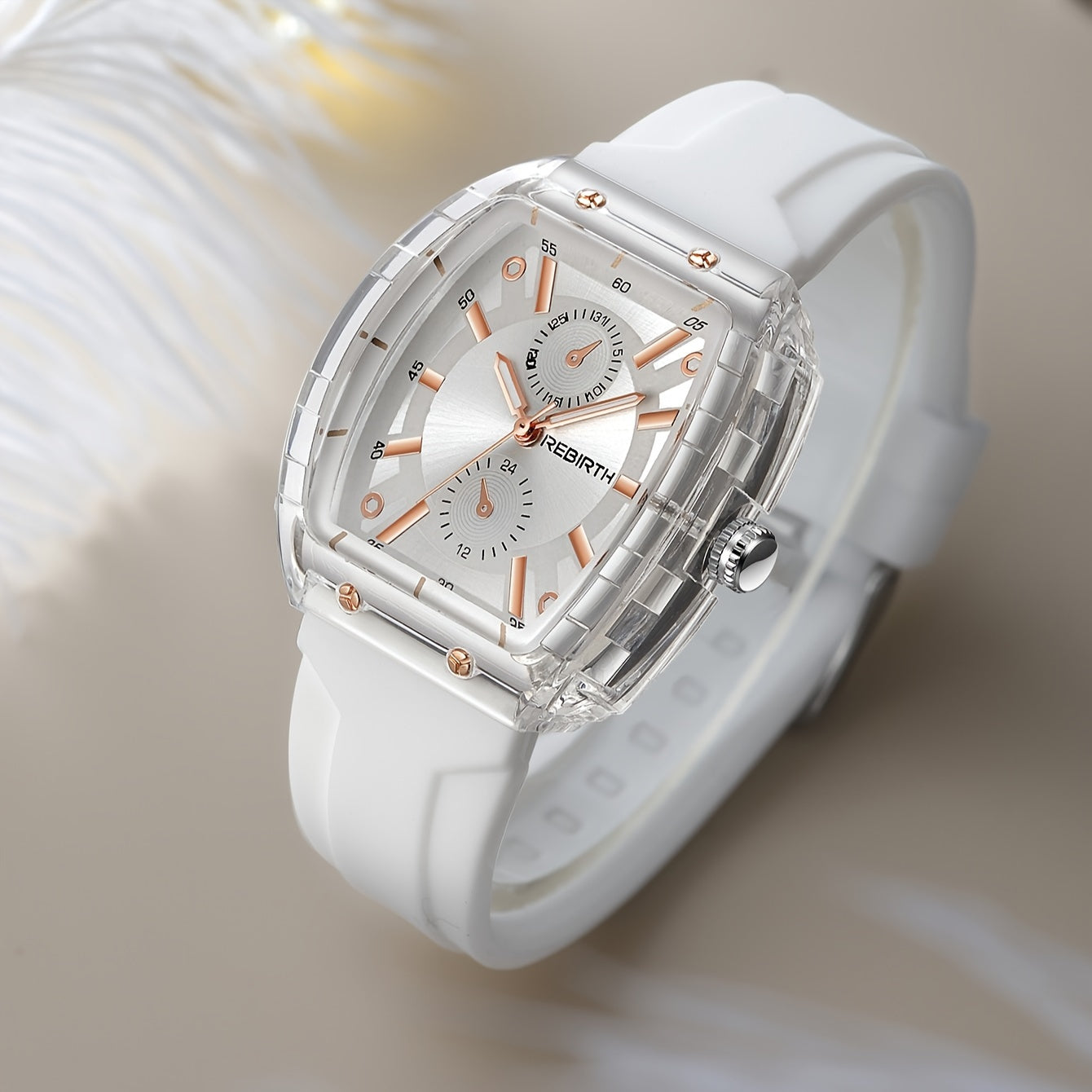 Unisex Square Watch with Silicone Strap and Long-Lasting Battery