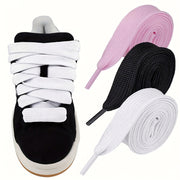 Unisex Wide Shoelaces for Sneakers and Casual Shoes, Stylish Flat Laces