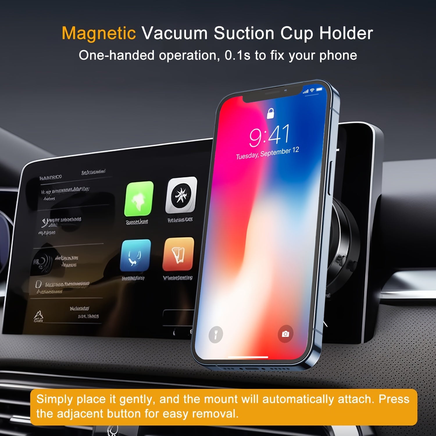 Mashina shisha va silliq sirtlar uchun magnit telefon tutqichi, portativ va kuchli yopishqoq