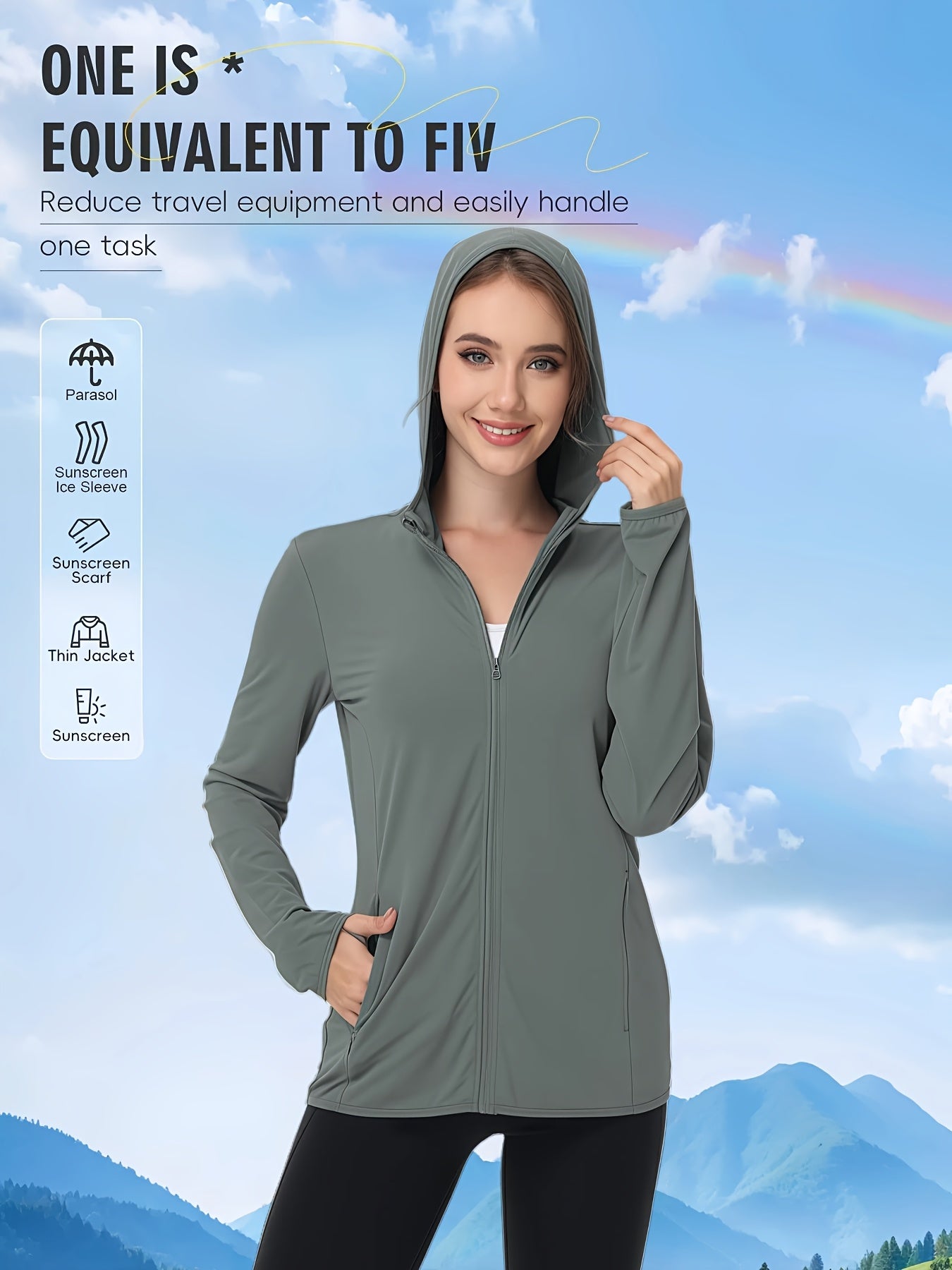 Plus Size Women's Lightweight Breathable Hooded Jacket for Outdoor Activities