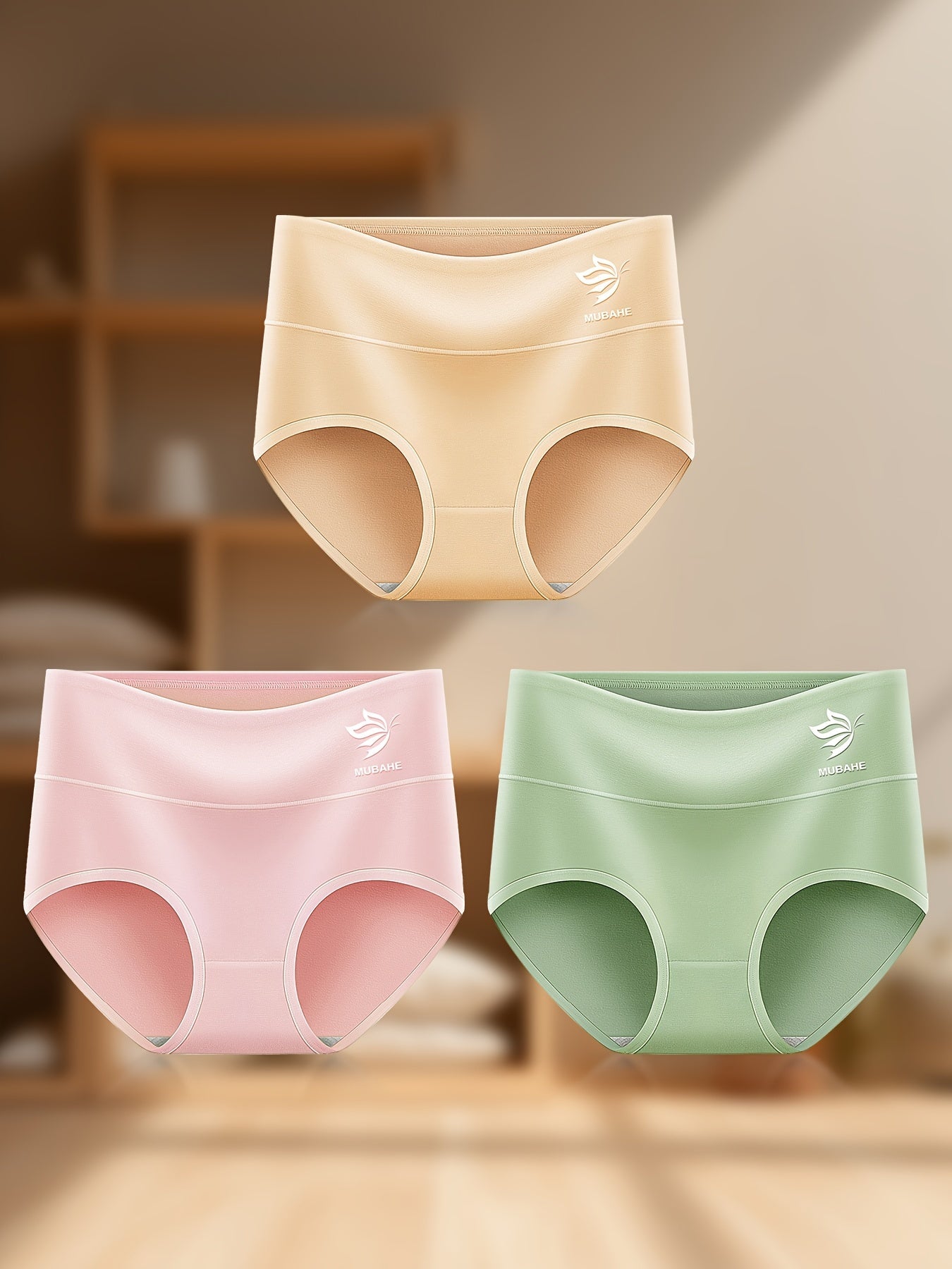 3-Pack Women's High Waist Briefs Cotton Breathable Supportive Pastel Colors