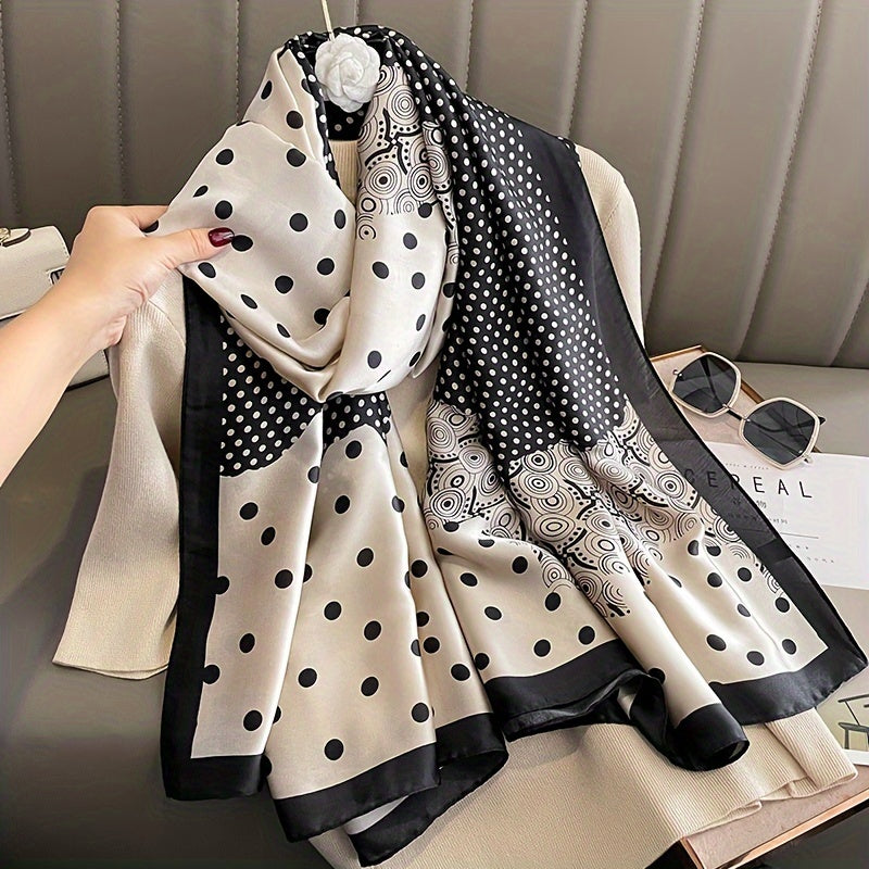 Polka Dot Circle Sharf Kundalik foydalanish uchun rang blokli sharf shamol o'tkazmaydigan quyoshdan himoya sayohat va ochiq havoda