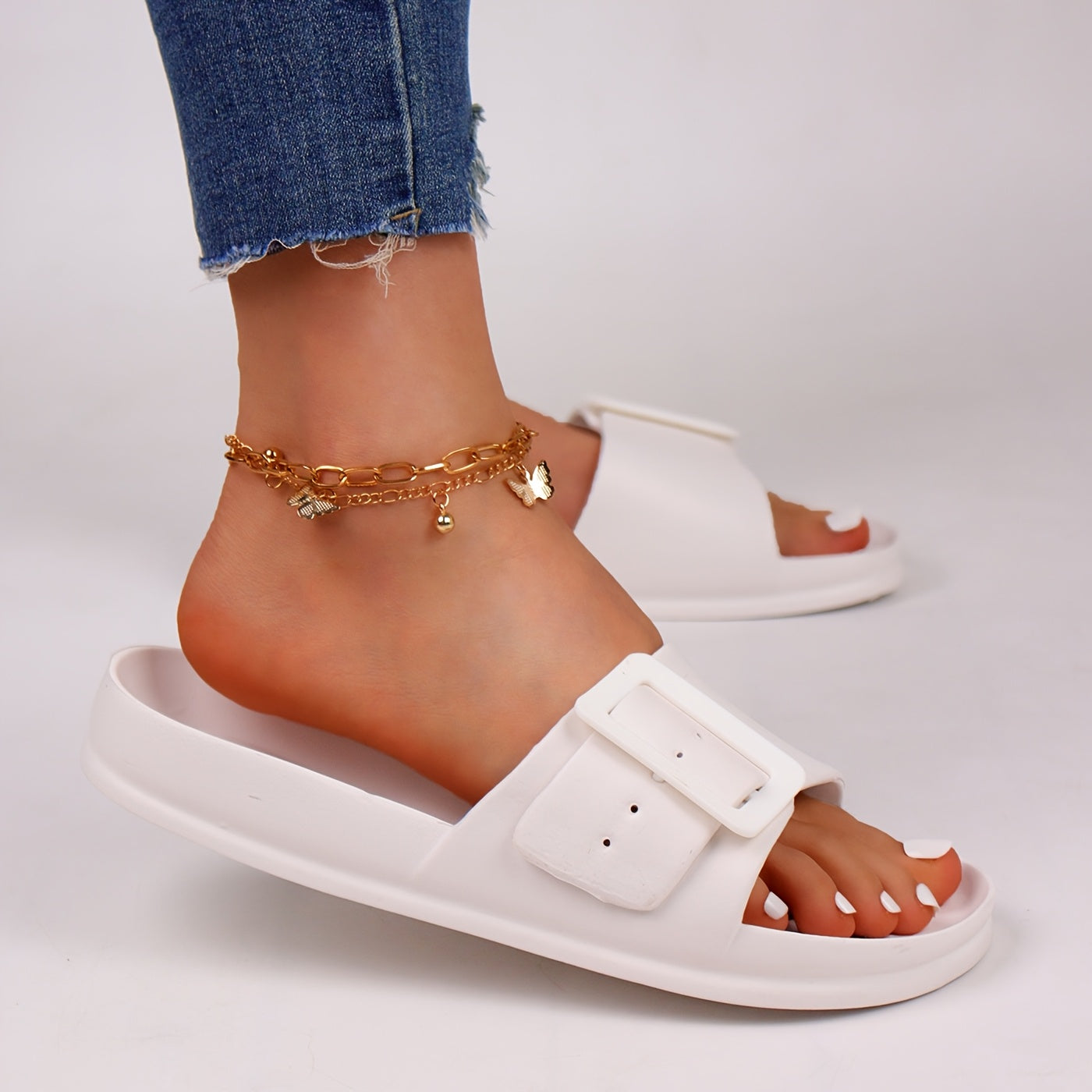 Women's EVA Slide Sandals Open-Toe Beach Shoes Pink Casual Flats