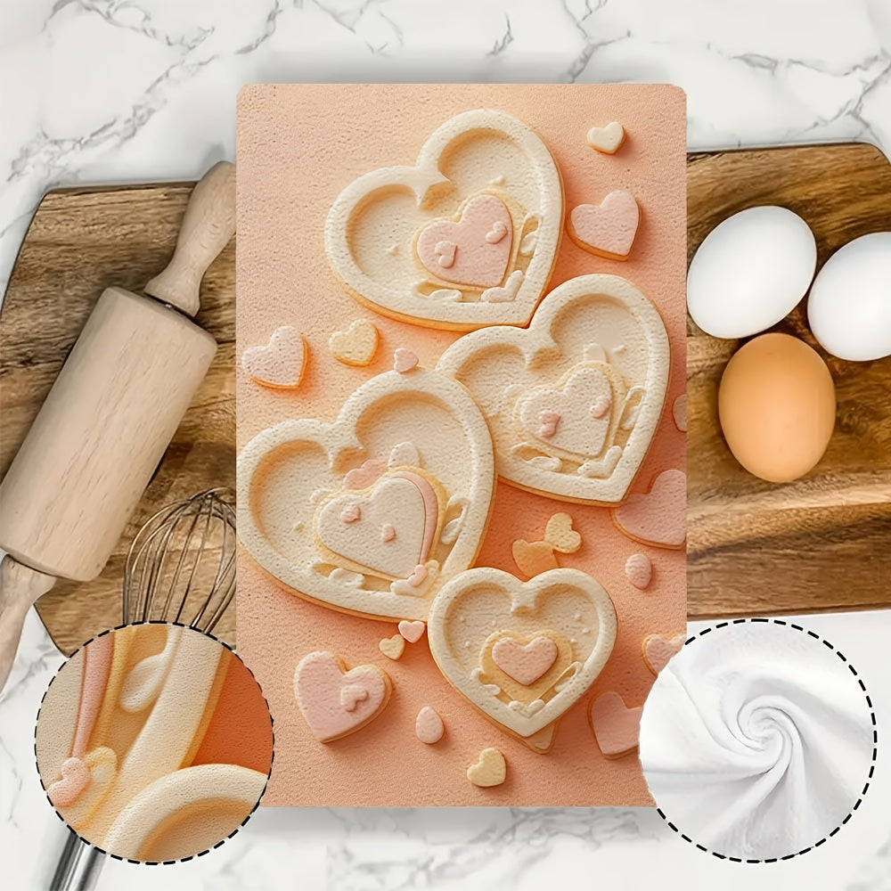 Set of 2 Ultra-Soft Kitchen Towels and Love-Themed Cookie Cutters