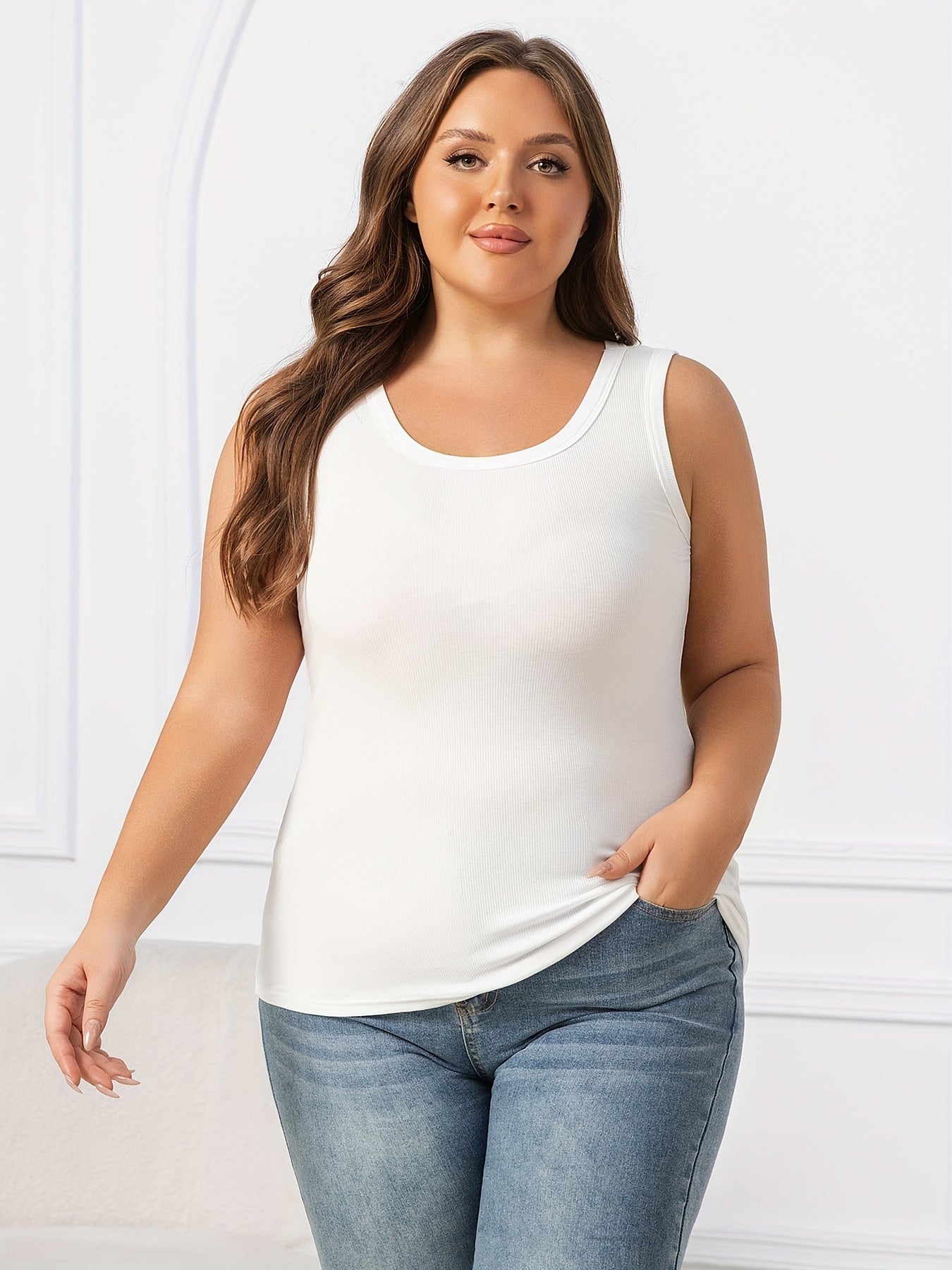 Women's Plus Size Sleeveless Tank Tops Black White 2 Pack Breathable Loose Fit