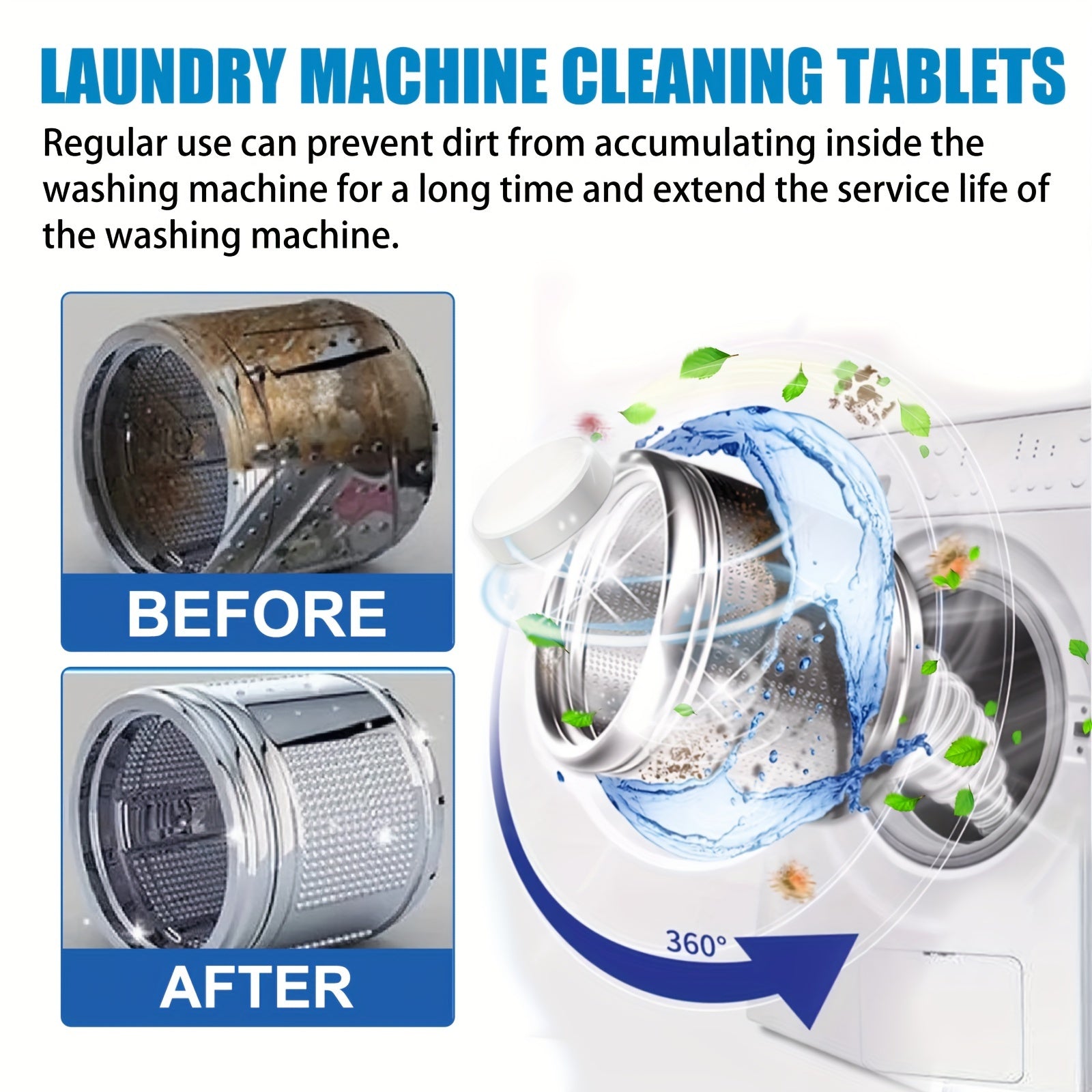 20 Pieces Effervescent Washing Machine Cleaner Tablets Odor and Stain Removal