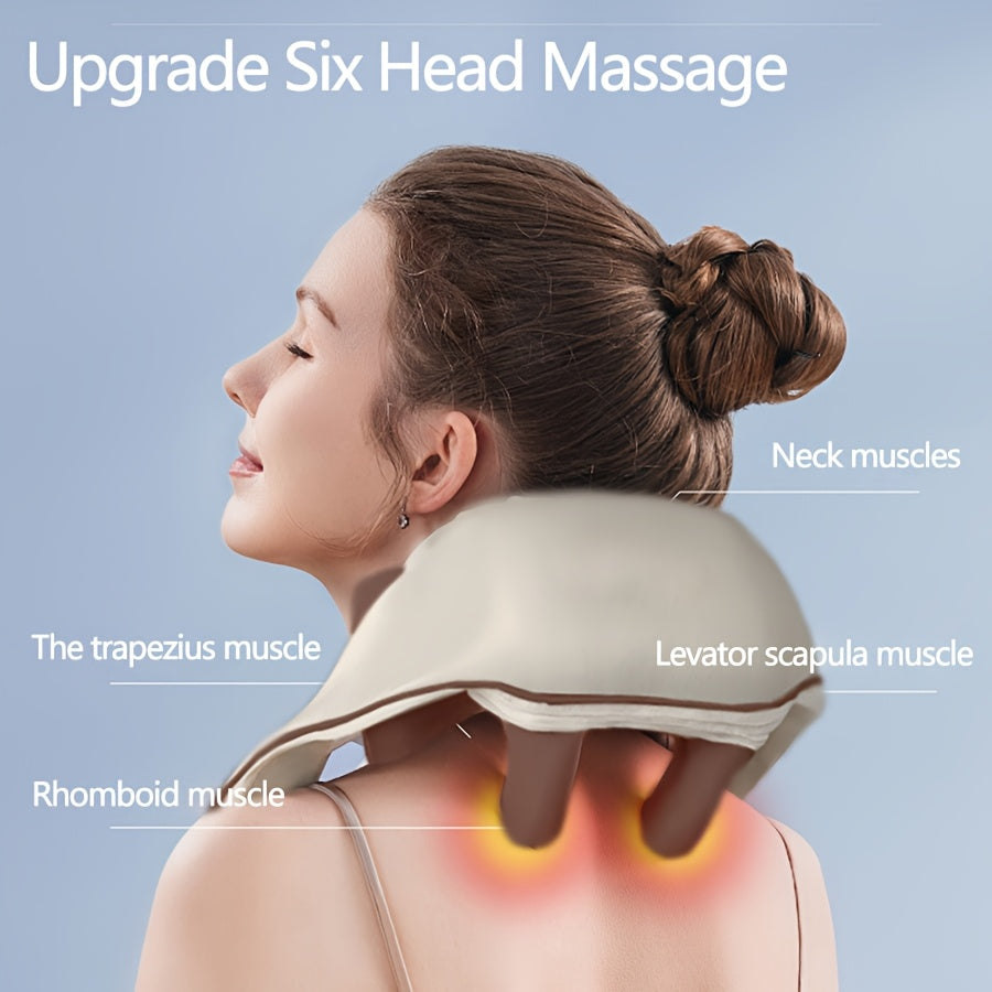 RelaxPro bo'yin va yelka massaj qiluvchi sharf, issiq siqish bilan, qo'l bilan ishlatmasdan, USB orqali zaryadlanadigan, portativ to'liq tana massaj qoplamasi, ideal sovg'a.