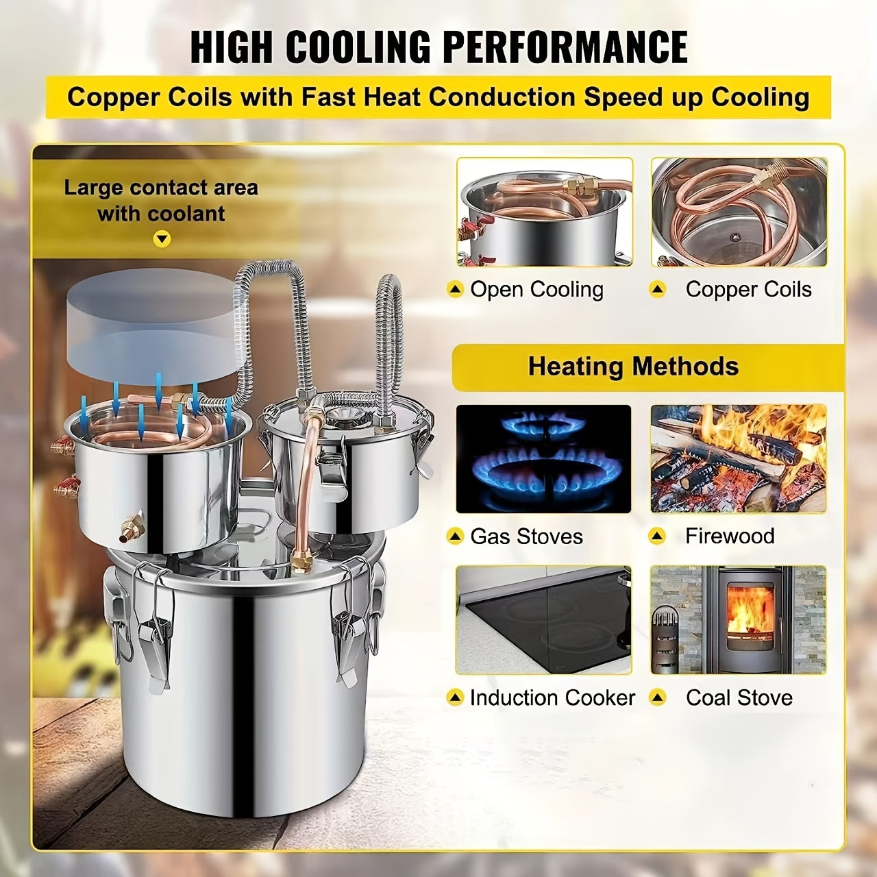 11,36 л нержавеющая сталь алкогольный дистиллятор с медной трубкой и термометром, двойной перегонный кег домашнего пивоварения для самодельного виски, вина, бренди