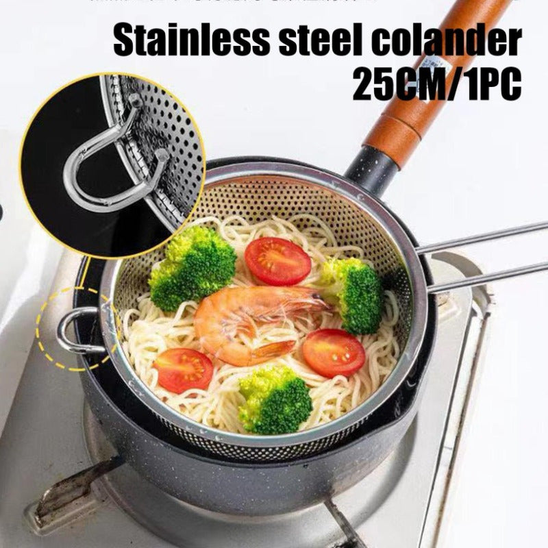Colador de acero inoxidable de 25cm con asa, tamiz de cocina multiusos