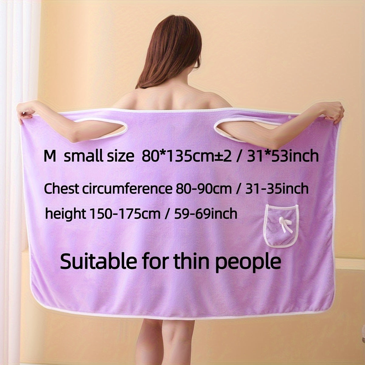 Women's Bath Towel with Pocket Absorbent and Adjustable for Bathroom and Home
