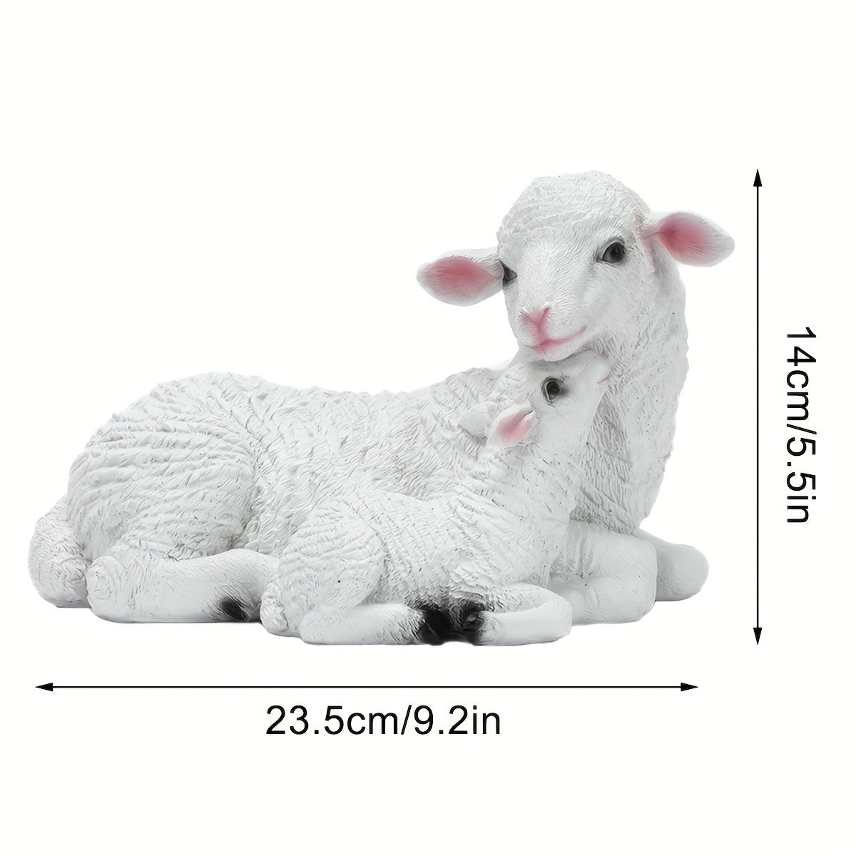 Resin Lamb Ornament Set for Garden Outdoor Farmyard Decor Rustic Style