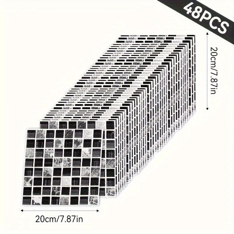 24-48Pcs Marble Self-Adhesive Wall Stickers for Bedroom Bathroom Decor