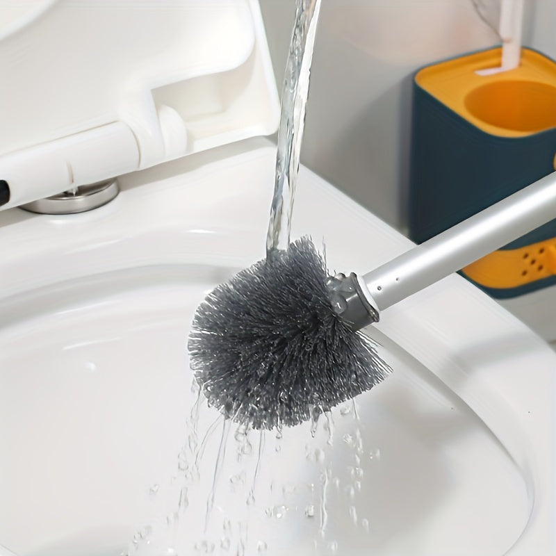 Щетка для чистки туалета с поддоном, прочная металлическая и пластиковая ручка, легкая в использовании для ванной, кухни и полов, не требует электричества