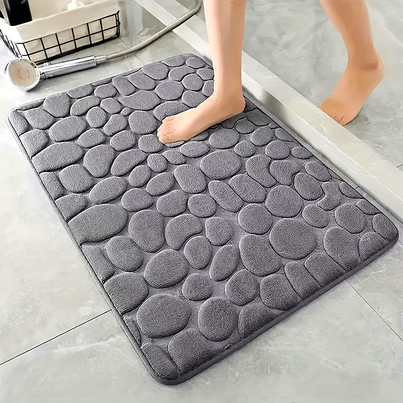 Non-Slip Absorbent Bathroom Mat with Warm Stone Pattern for Safety and Decoration