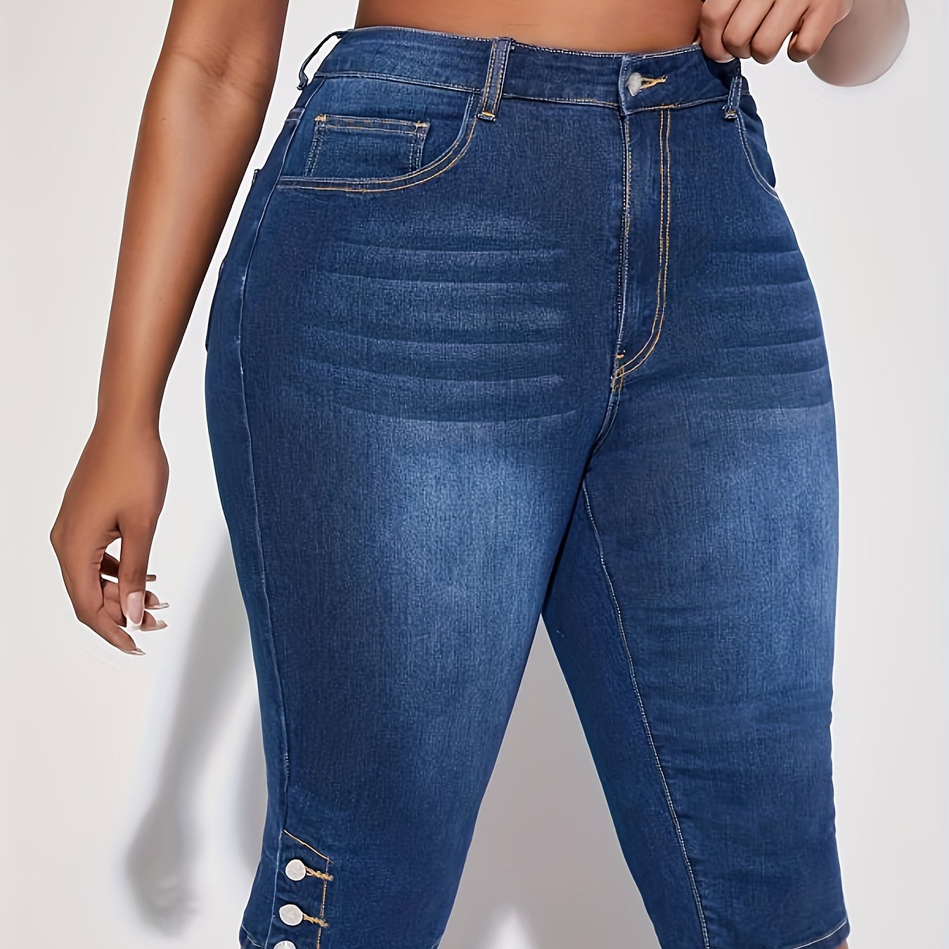 Женские джинсы больших размеров из эластичного денима — эластичный пояс, повседневные и официальные