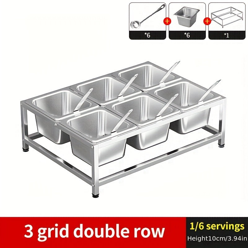 Stainless Steel Seasoning Box Set with Rack and Spoon for Spices and Sauces