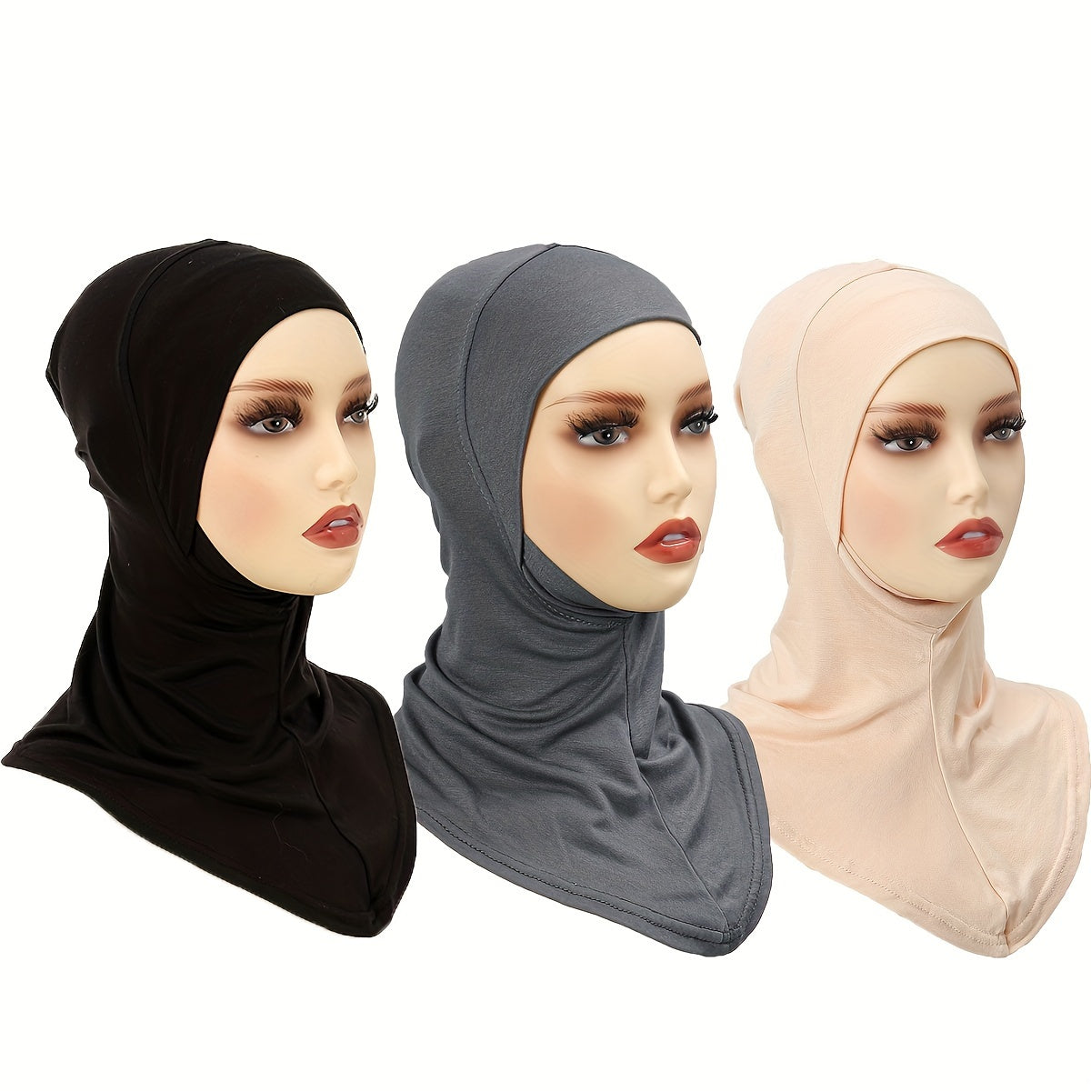 3-to'plamli to'liq rangli polyester hijab shalvlar nafas oladigan, quyoshdan himoyalovchi, cho'zilmaydigan