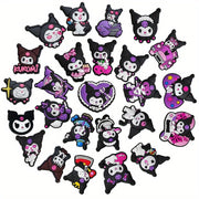 10 Pcs PVC Shoe Charms Set for Kids Black & White Cat Design with Bows